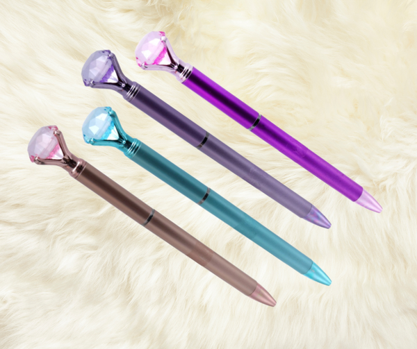 Bling Twistable Ballpoint Pens with Diamond Shaped Jewel