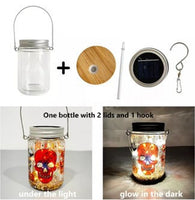 Double Wall Solar Snow Globe Glass Sublimation Lantern with 2 Lids & Hook