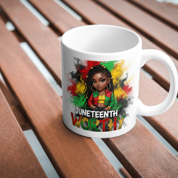 “Worthy & Free” Juneteenth Bling Mug – Liberation Edition