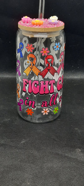 Fight Cancer Glass Can