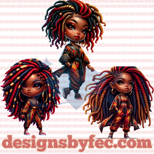 Fiery Spirited Fashionistas Clipart 3