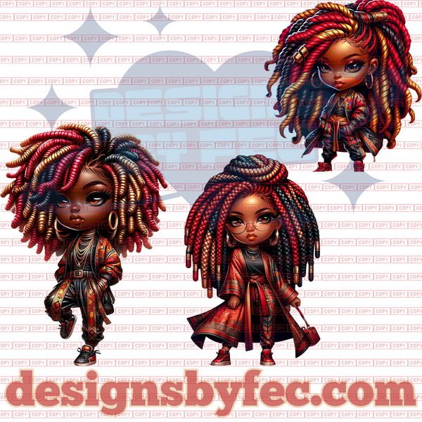 Fiery Spirited Fashionistas Clipart 2