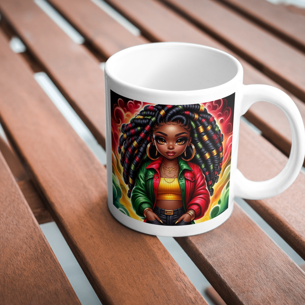 “Crowned & Caffeinated” Bling Queen Mug – Juneteenth Edition